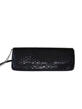 New Bonita Bags NY Black Faux Snakeskin Clutch / Shoulder Bag